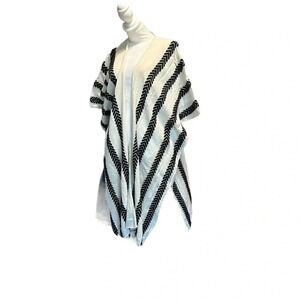 Universal Thread Long Cardigan Kimono Womens One Size Open Front Black White